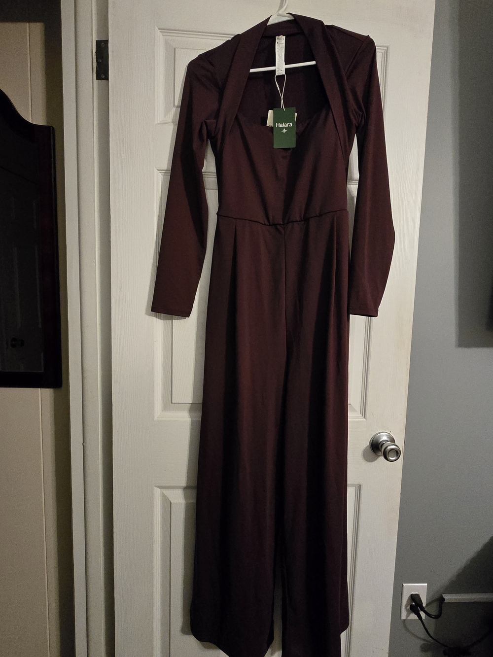 Halara Long Sleeve Romper in Deep Burgundy